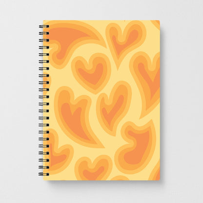 Trippy Summer Hearts Orange Pattern Notebook