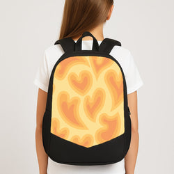 Trippy Summer Hearts Orange Pattern Large School Bag