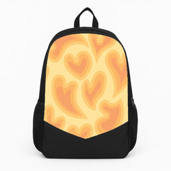 Trippy Summer Hearts Orange Pattern Large Backpack