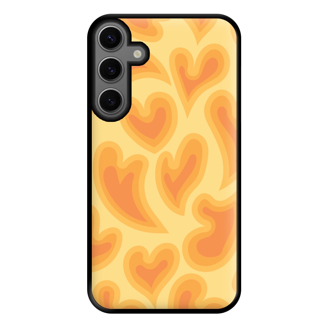 Trippy Summer Hearts Orange Pattern Phone Case for Galaxy S23FE