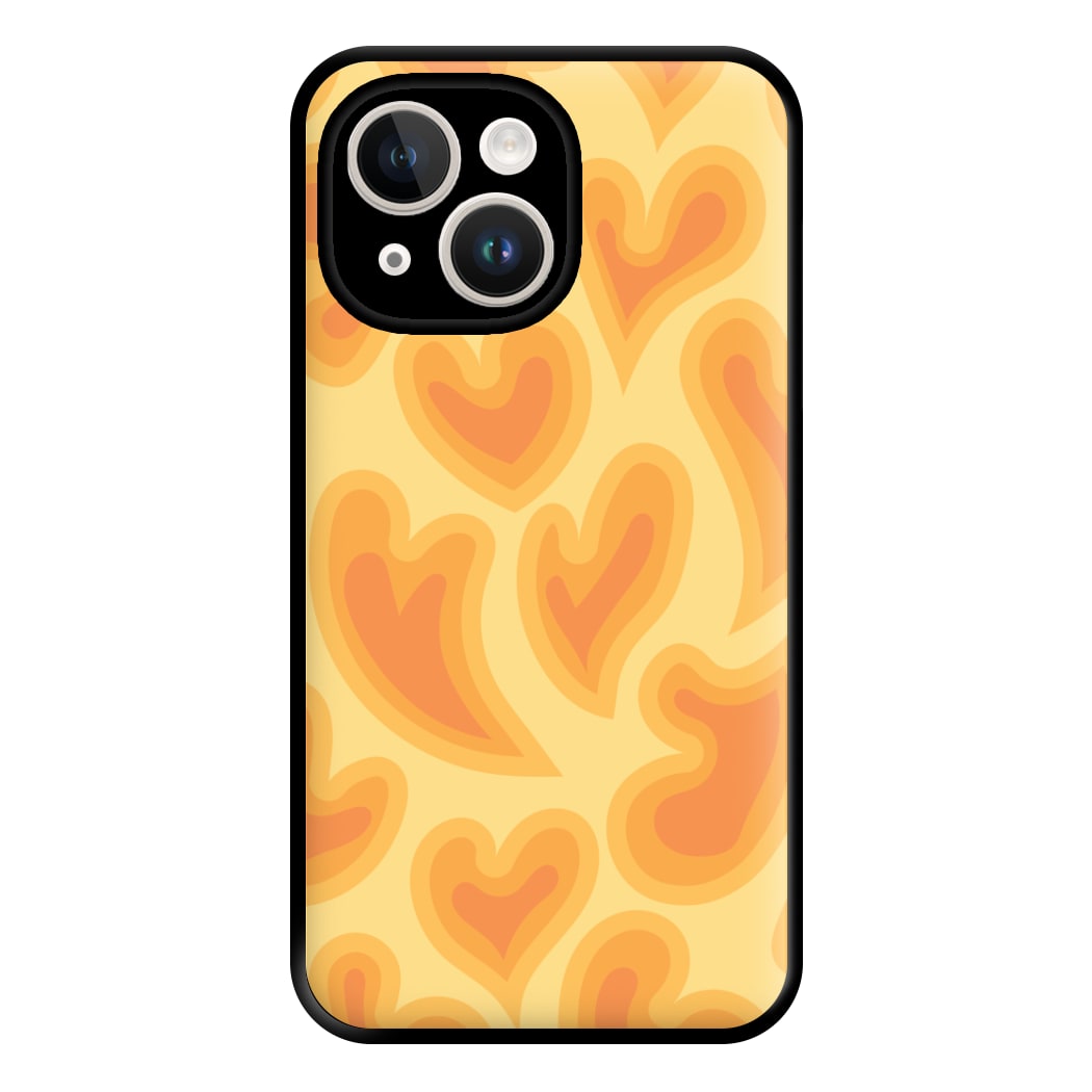 Trippy Summer Hearts Orange Pattern Phone Case for iPhone 14 Plus