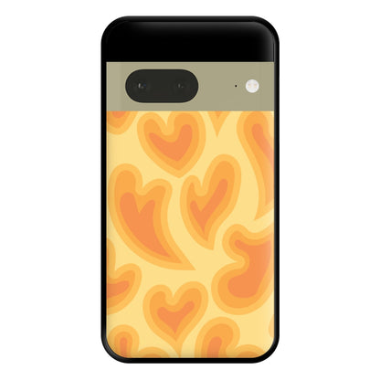 Trippy Summer Hearts Orange Pattern Phone Case for Google Pixel 7a
