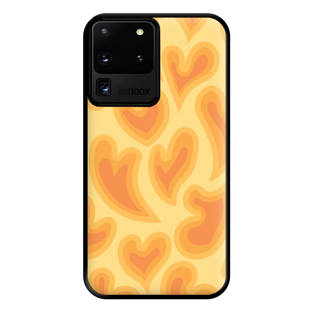 Trippy Summer Hearts Orange Pattern Phone Case for Galaxy S20 Ultra