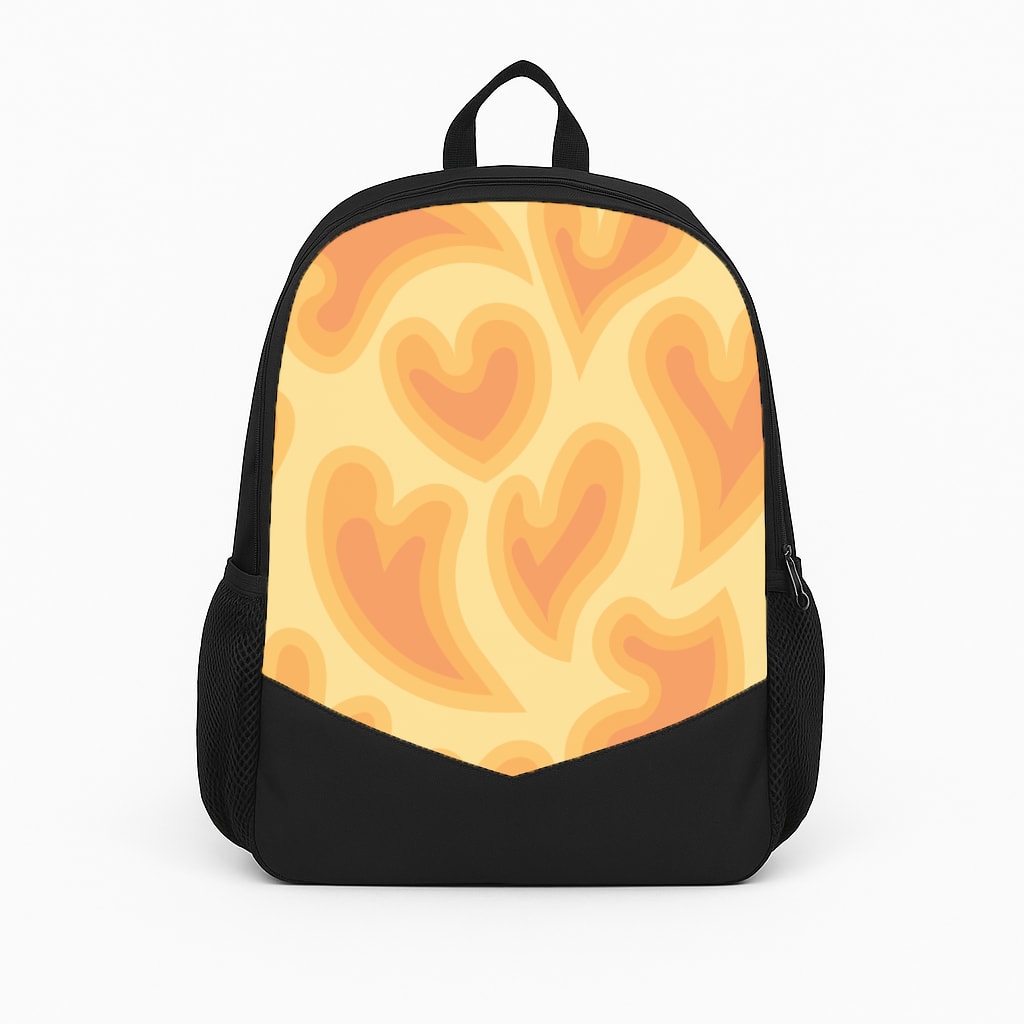 Trippy Summer Hearts Orange Pattern Backpack