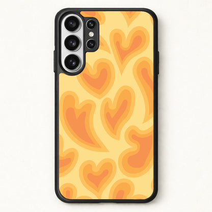 Trippy Summer Hearts Orange Pattern Phone Case for Galaxy S26 Ultra