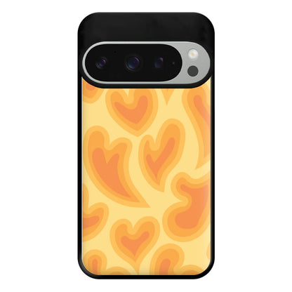 Trippy Summer Hearts Orange Pattern Phone Case for Google Pixel 9 Pro XL