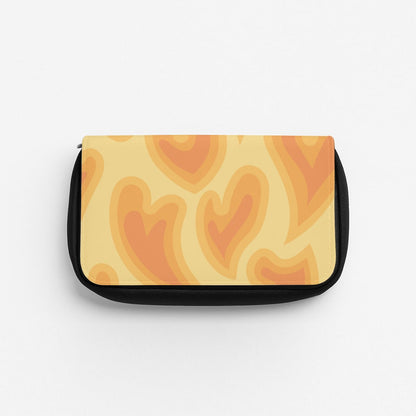 Trippy Summer Hearts Orange Pattern Pencil Case
