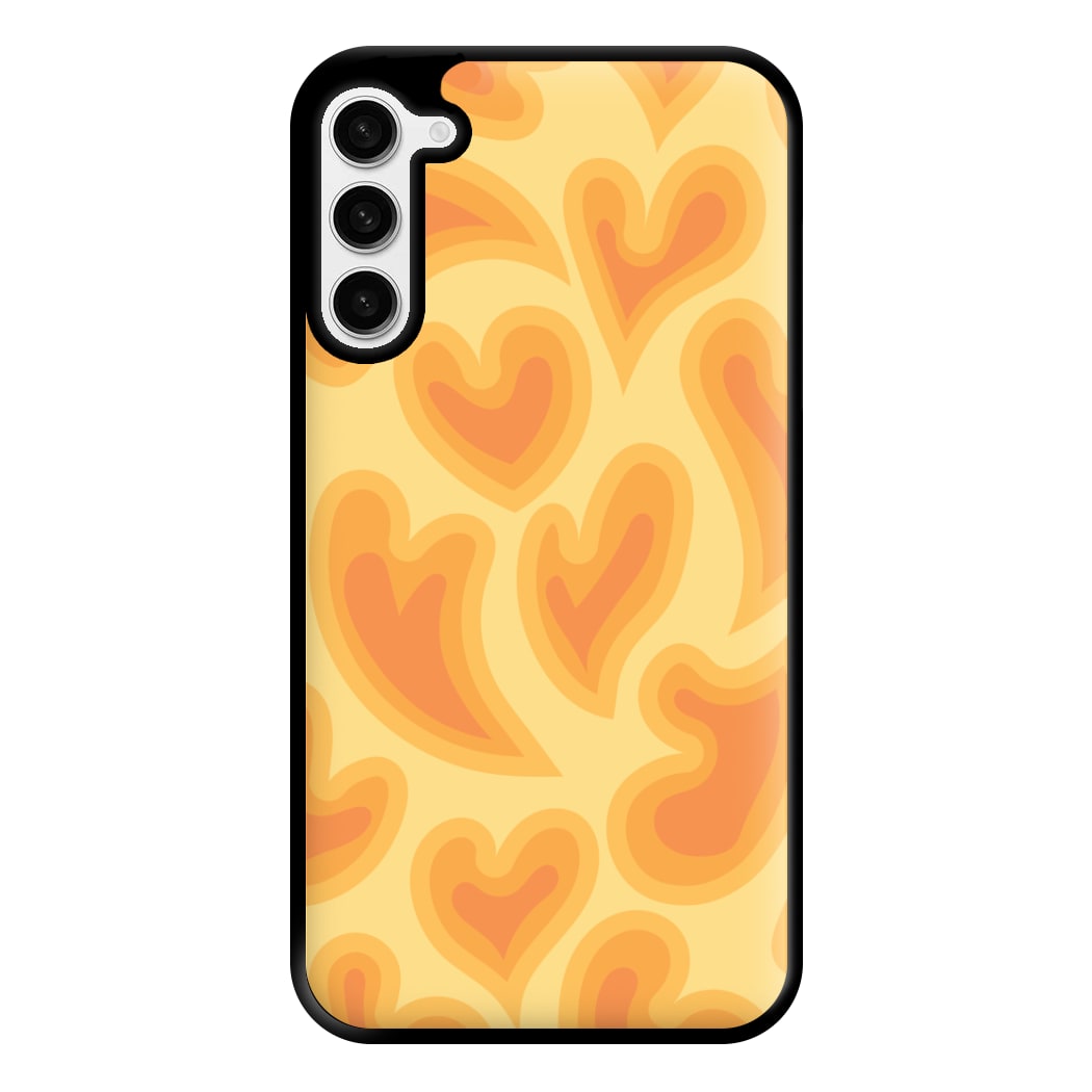 Trippy Summer Hearts Orange Pattern Phone Case for Galaxy S23 Plus