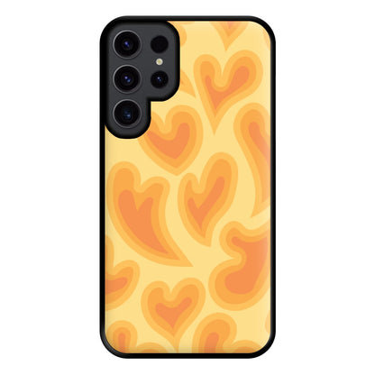 Trippy Summer Hearts Orange Pattern Phone Case for Galaxy S23 Ultra