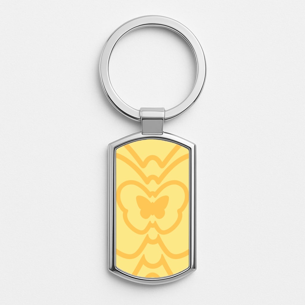 Abstract Orange Butterfly  Silver Keyring