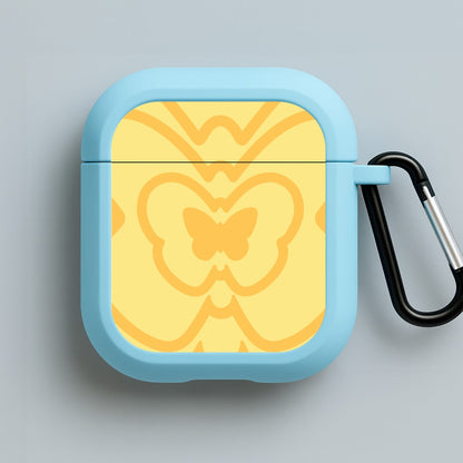 Abstract Orange Butterfly  Blue AirPods Case