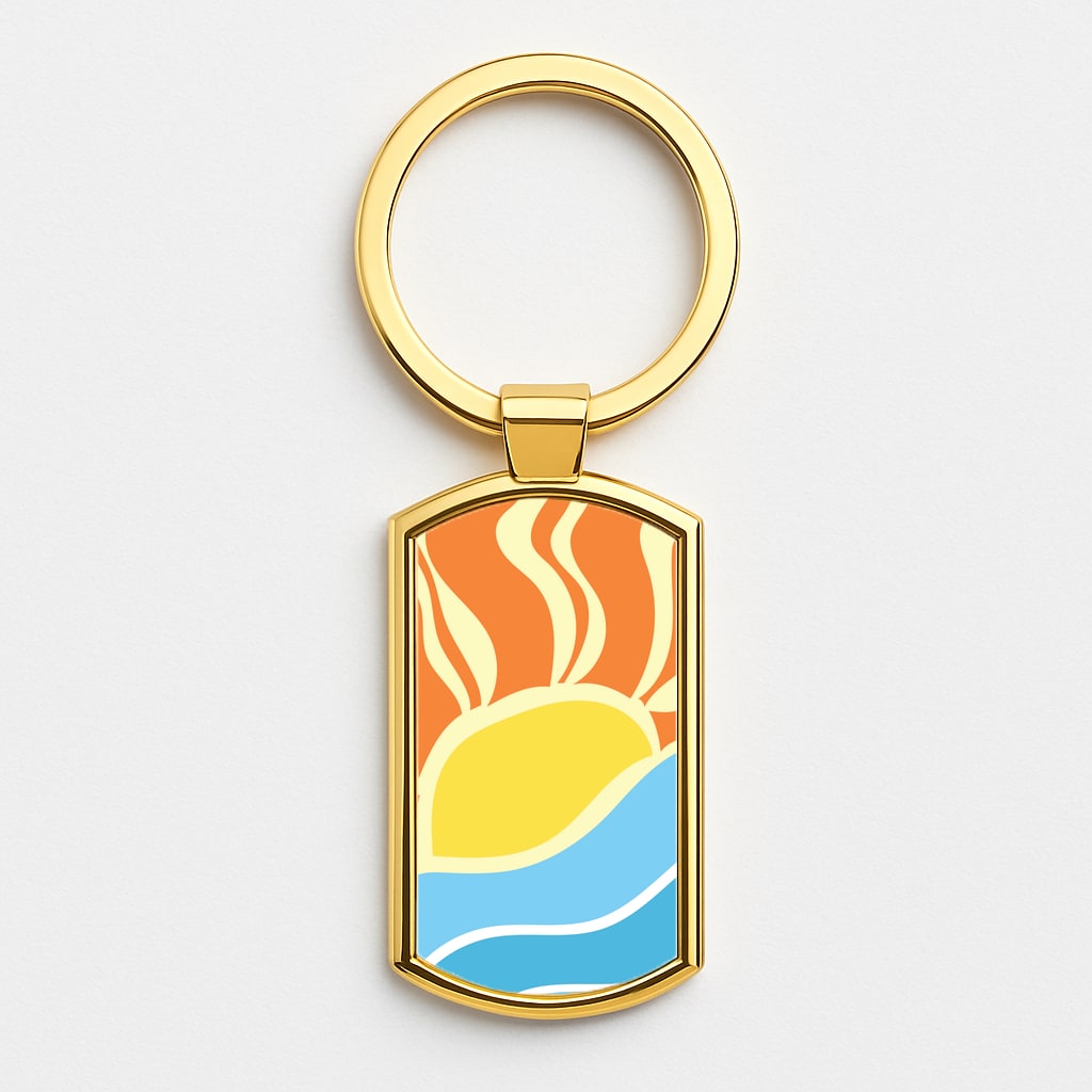 Abstract Sunset  Gold Keyring