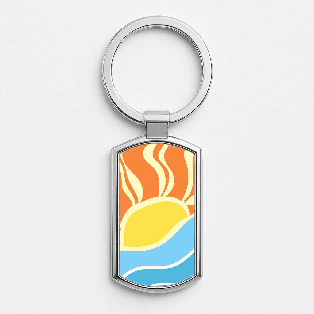 Abstract Sunset  Silver Keyring