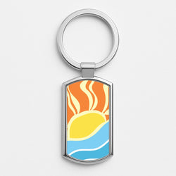 Abstract Sunset  Silver Keyring