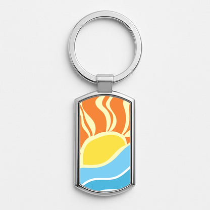 Abstract Sunset  Silver Keyring