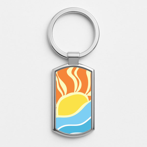 Abstract Sunset  Silver Keyring