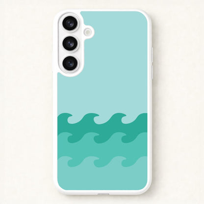 Cyan Beach Waves Pattern Phone Case for Galaxy S26 Plus