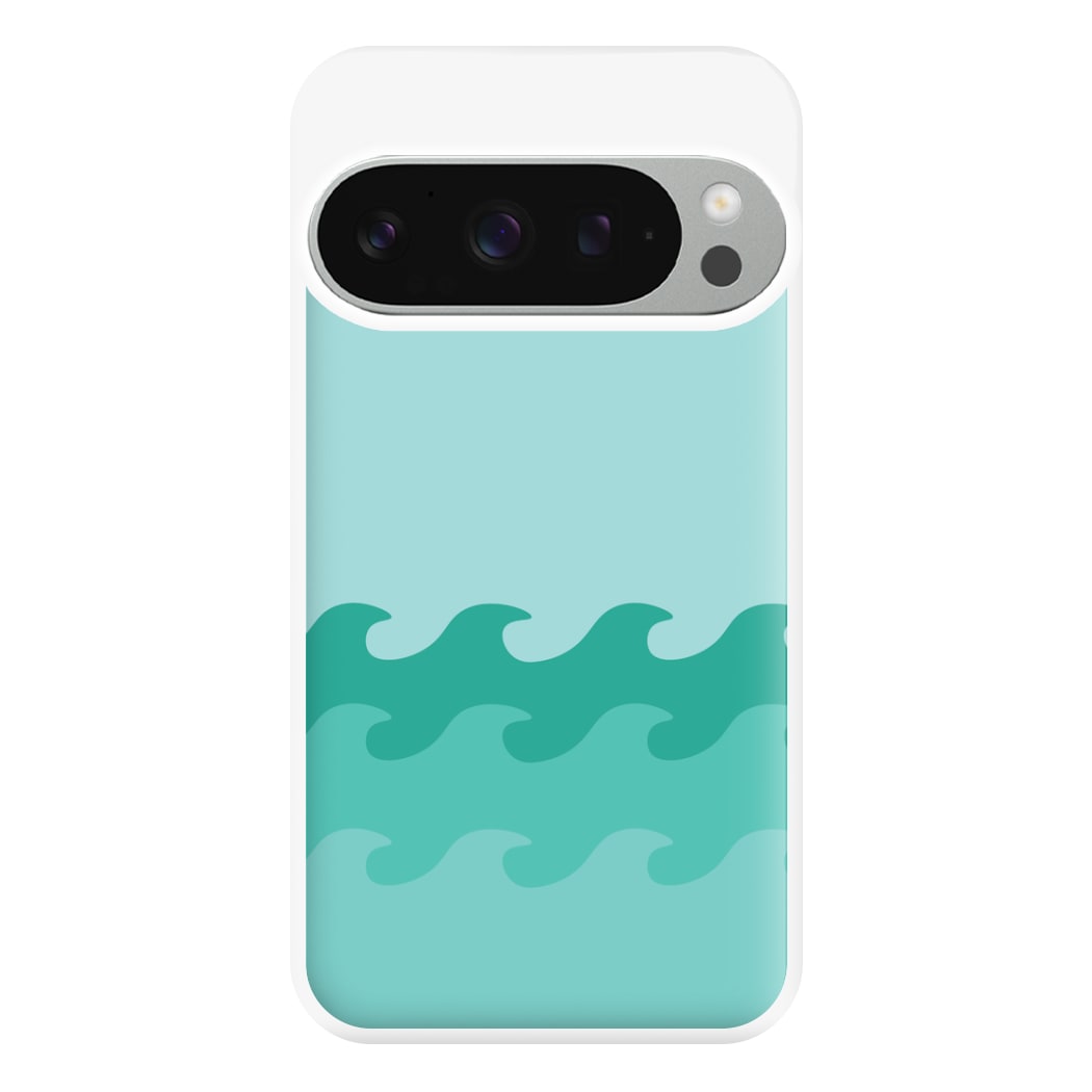 Cyan Beach Waves Pattern Phone Case for Google Pixel 9 Pro XL