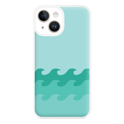 Cyan Beach Waves Pattern Phone Case for iPhone 14