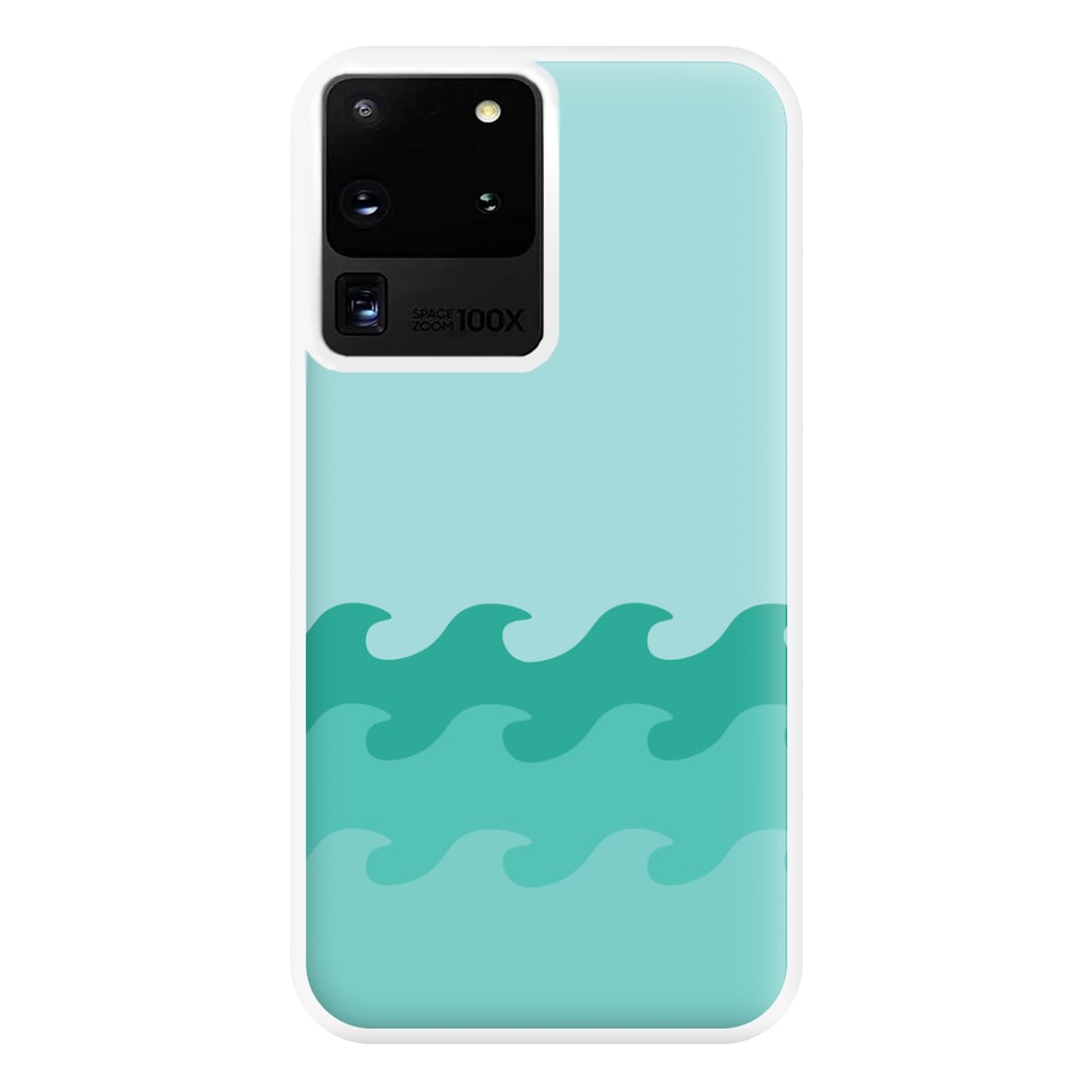 Cyan Beach Waves Pattern Phone Case for Galaxy S20 Ultra