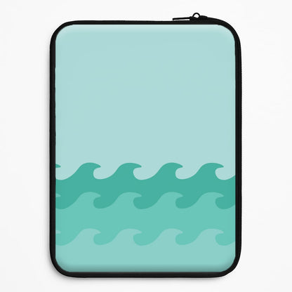 Cyan Beach Waves Pattern Universal Laptop Sleeve