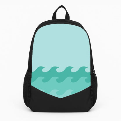 Cyan Beach Waves Pattern Large Backpack