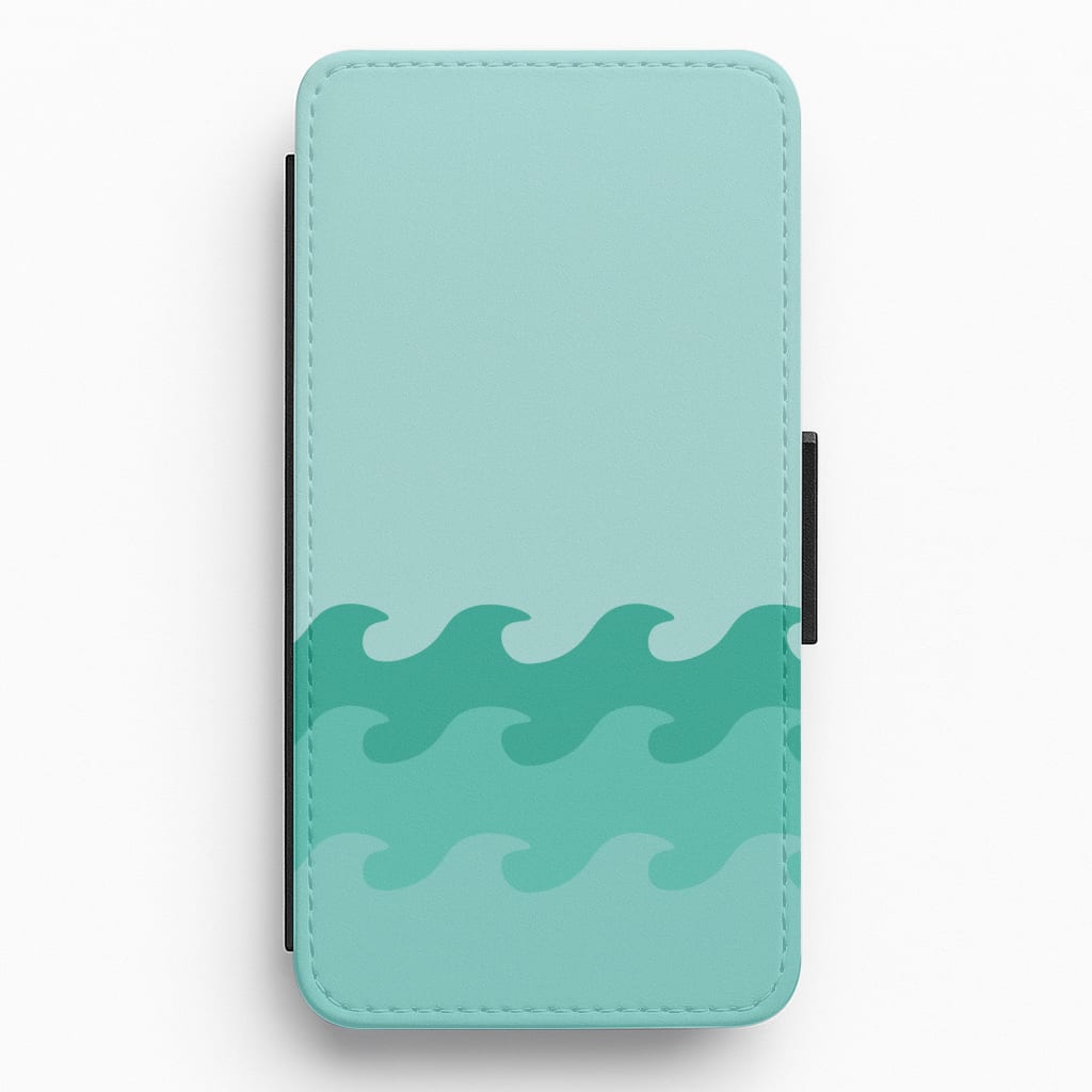 Cyan Beach Waves Pattern Flip / Wallet Phone Case