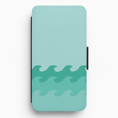 Cyan Beach Waves Pattern Flip / Wallet Phone Case