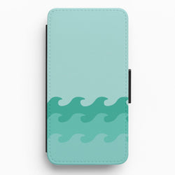 Cyan Beach Waves Pattern Flip / Wallet Phone Case