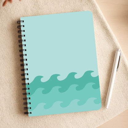 Cyan Beach Waves Pattern Notepad