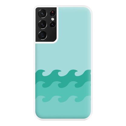 Cyan Beach Waves Pattern Phone Case for Galaxy S21 Ultra