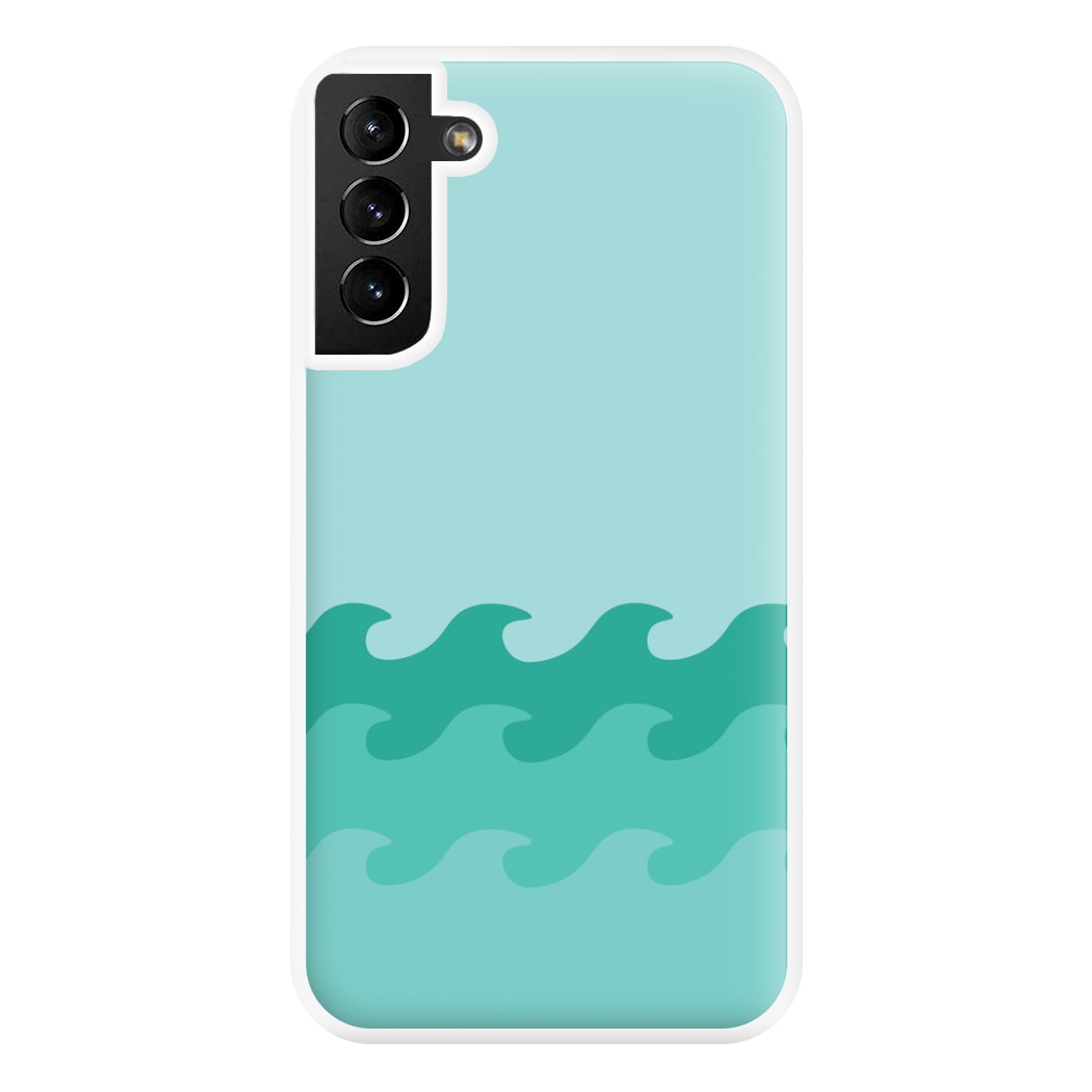 Cyan Beach Waves Pattern Phone Case for Galaxy S21 Plus