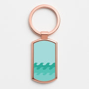 Cyan Beach Waves Pattern Luxury Keyring 4