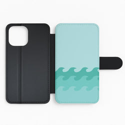 Cyan Beach Waves Pattern Flip Phone Case