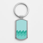 Cyan Beach Waves Pattern Luxury Keyring 1