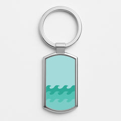 Cyan Beach Waves Pattern Luxury Keyring