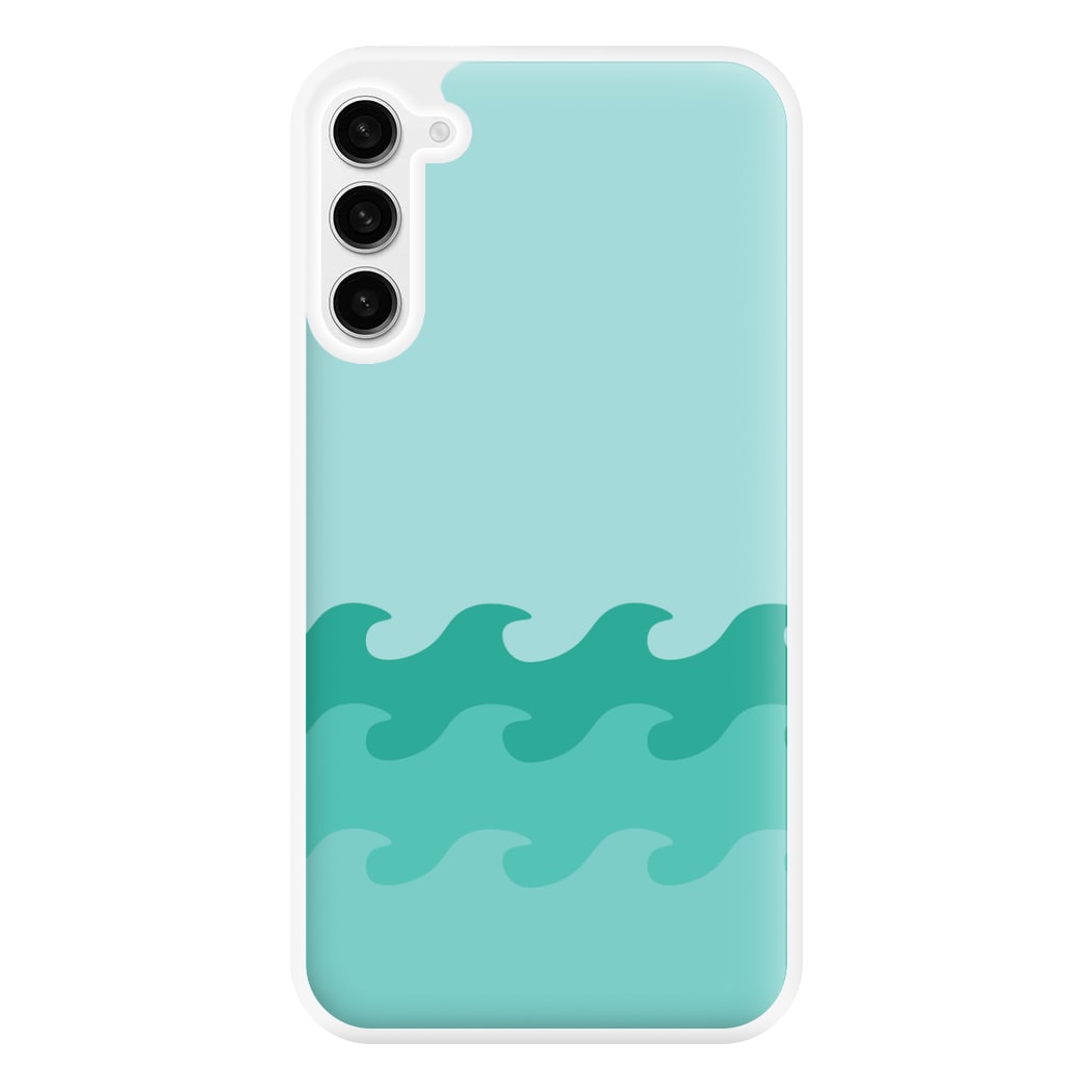 Cyan Beach Waves Pattern Phone Case for Galaxy S23FE