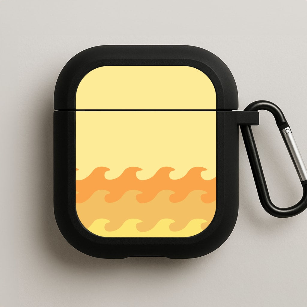 Orange Beach Waves Pattern AirPods Case
