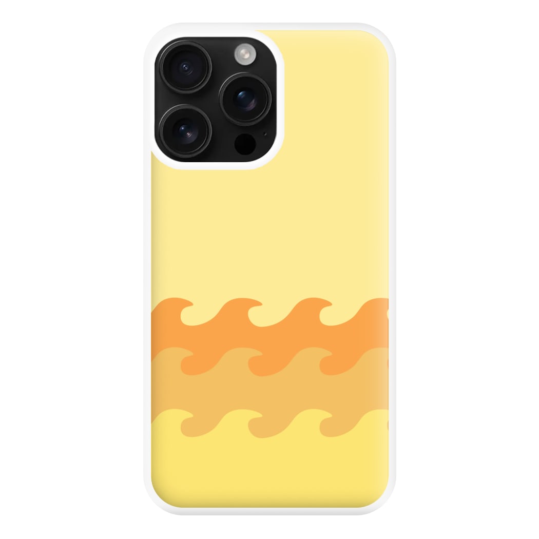 Orange Beach Waves Pattern Phone Case for iPhone 16 Pro Max