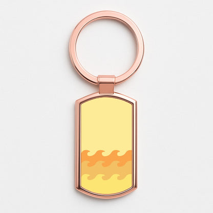 Orange Beach Waves Pattern Rose Gold Keyring