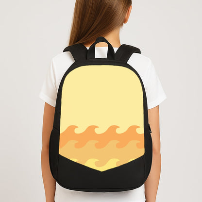 Orange Beach Waves Pattern Large School Bag