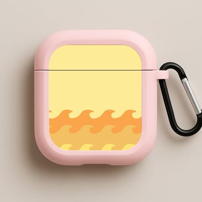Orange Beach Waves Pattern Pink AirPods Case