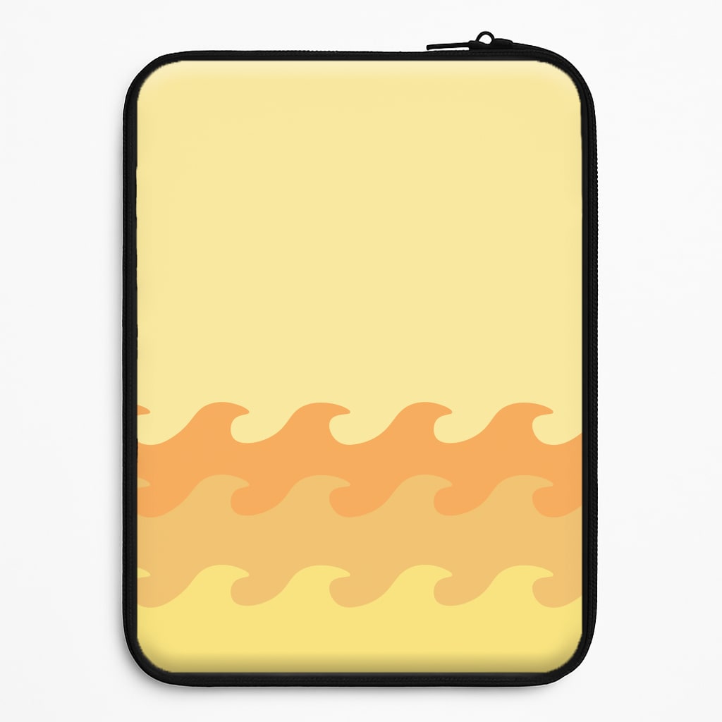 Orange Beach Waves Pattern Laptop Sleeve