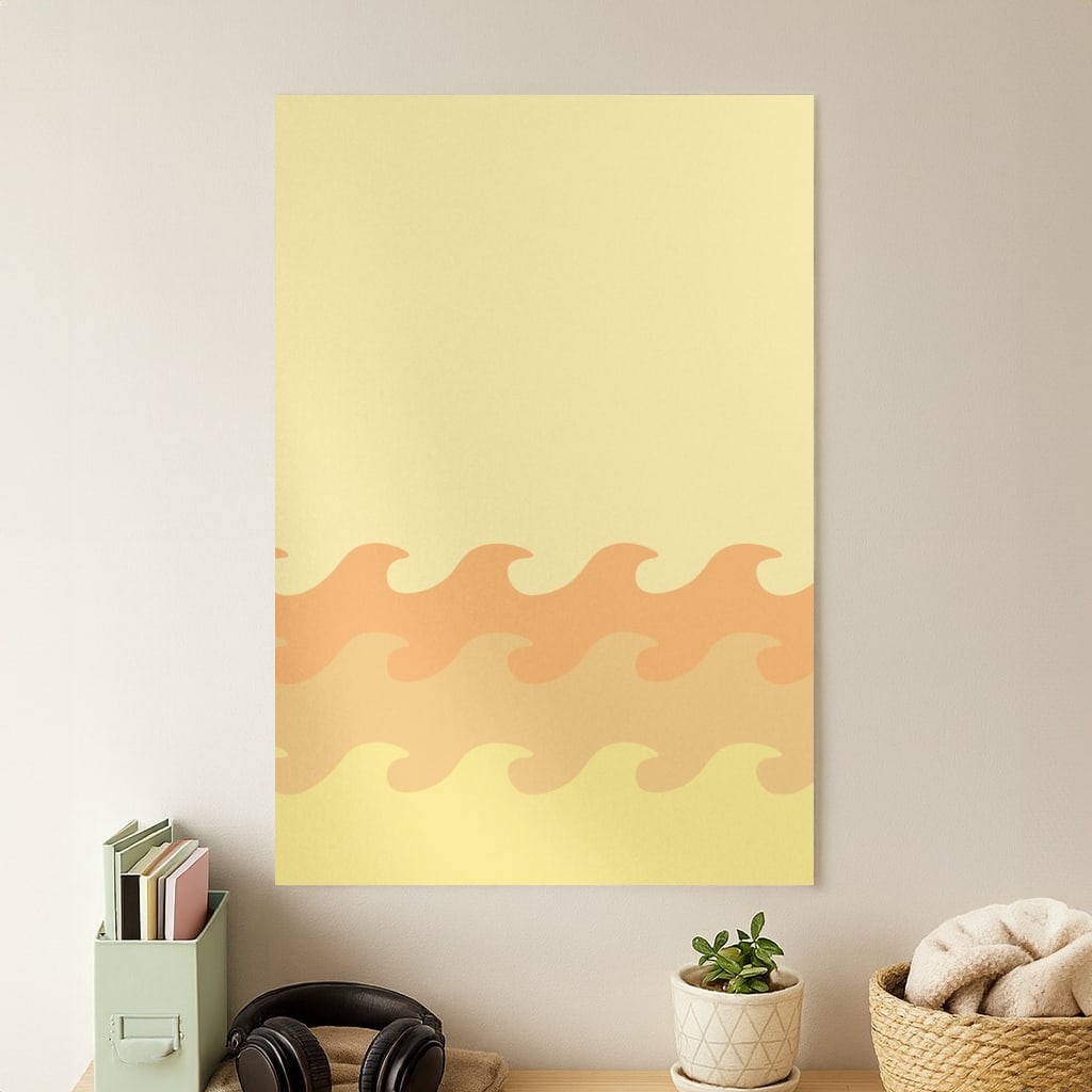 Orange Beach Waves Pattern Poster