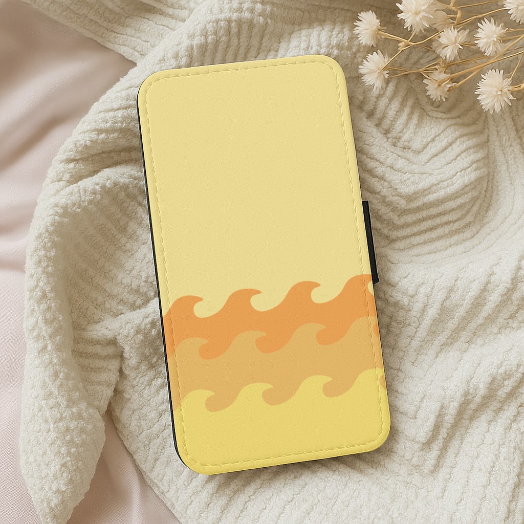Orange Beach Waves Pattern Wallet Phone Case