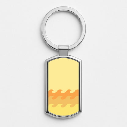 Orange Beach Waves Pattern Silver Keyring