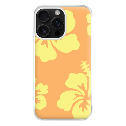 Orange And Yellow Hawaiian Flowers Pattern Phone Case for iPhone 16 Pro Max