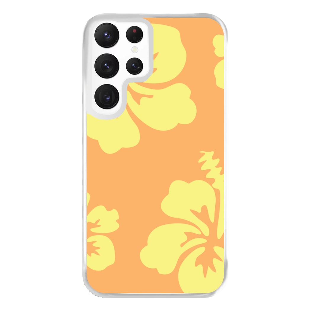 Orange And Yellow Hawaiian Flowers Pattern Phone Case for Galaxy S22 Ultra