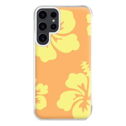 Orange And Yellow Hawaiian Flowers Pattern Phone Case for Galaxy S23 Ultra