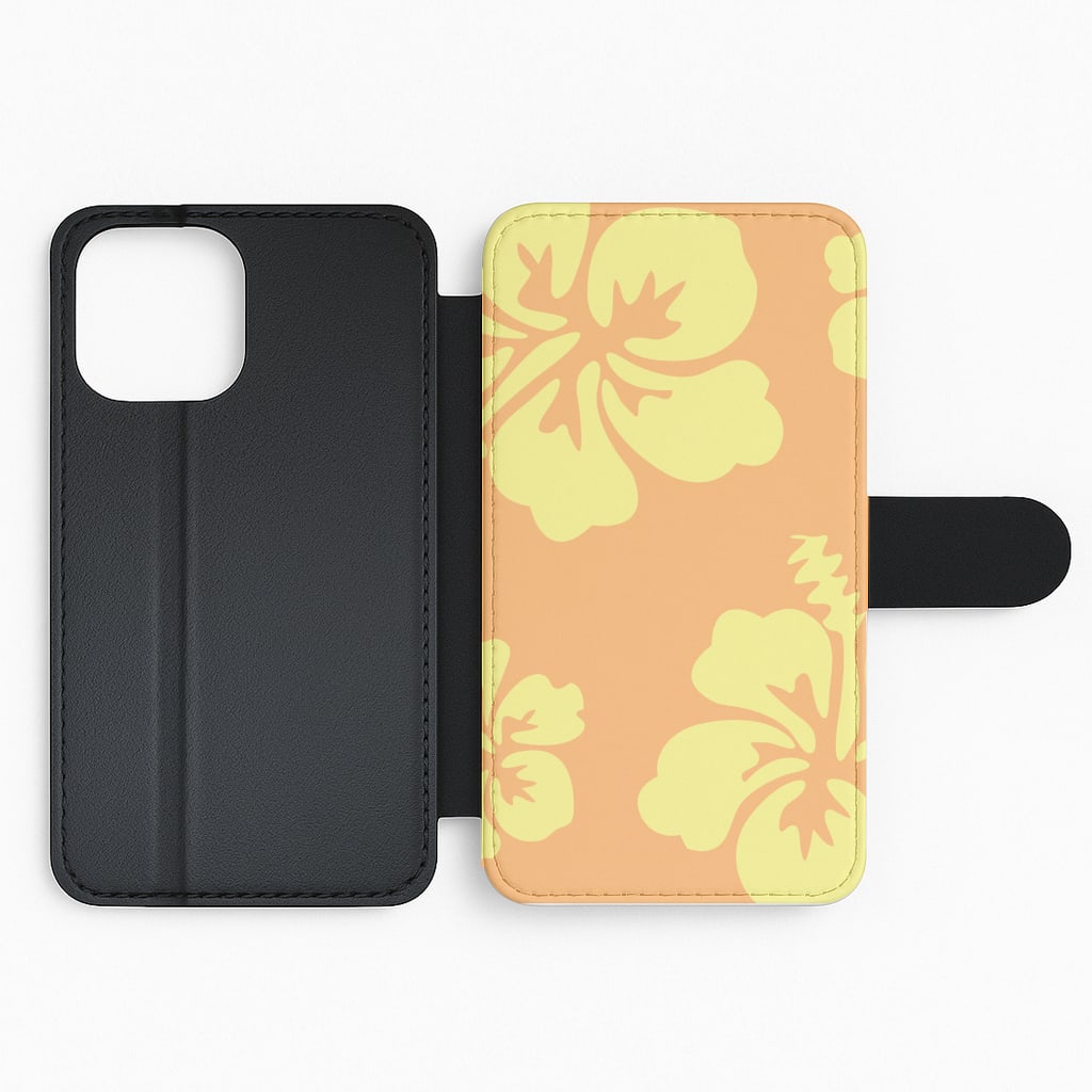 Orange And Yellow Hawaiian Flowers Pattern Flip Phone Case